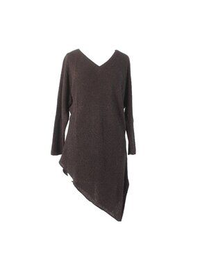 Zonda Nellis Top Sz S Black Brown Asymmetrical Metallic Cotton Top